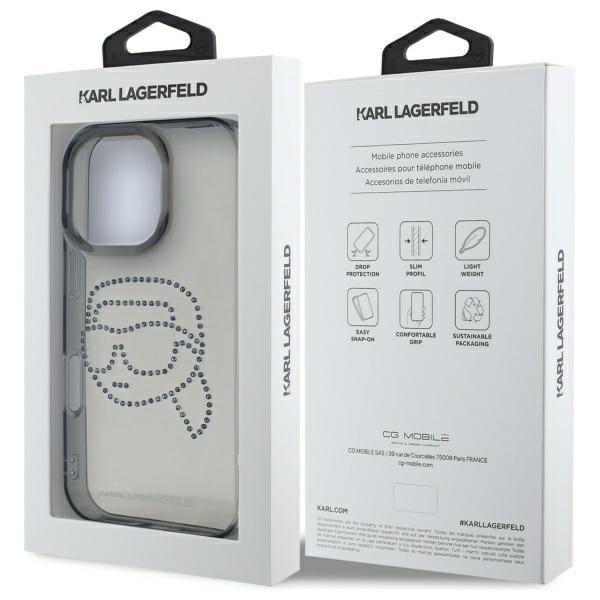 Karl Lagerfeld KLHCP16XHKHDCELK iPhone   16 Pro Max 6.9&quot; czarny/black hardcase IML Rhinestones Karl Head