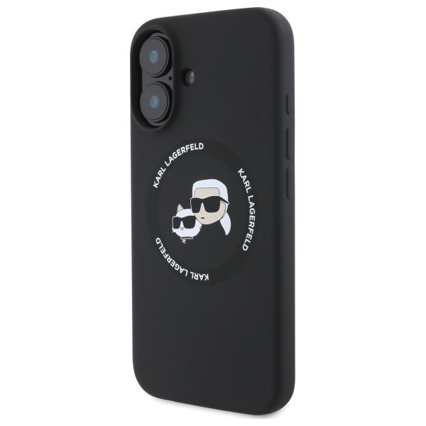 Karl Lagerfeld KLHMP16SSKCHTCK iPhone 16 6.1&quot; czarny/black hardcase Silicone Karl&Choupette Heads MagSafe
