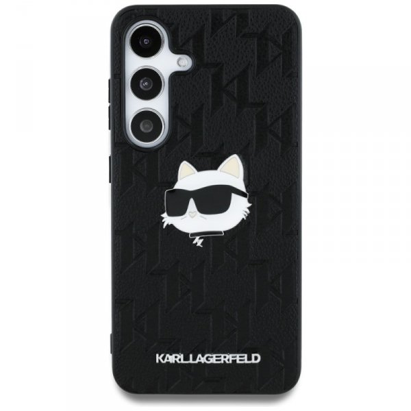 Etui Karl Lagerfeld Leather Monogram Pin Logo Choupette Head do Samsung Galaxy S25+ czarny