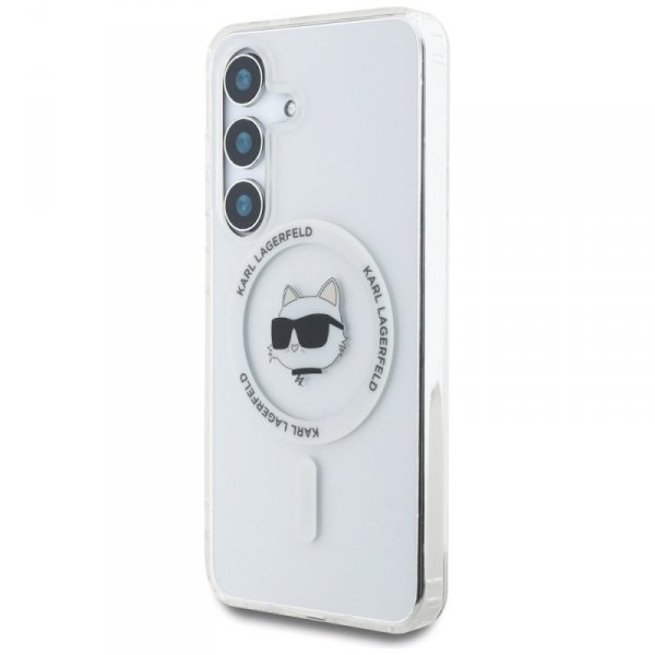 Etui Karl Lagerfeld Button Choupette     Head Printed Logo MagSafe do Samsung Galaxy S25 biały