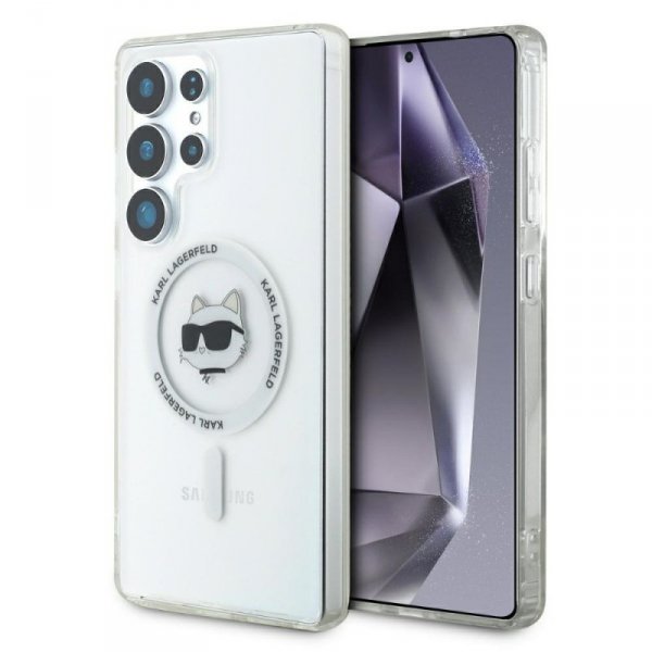 Etui Karl Lagerfeld Button Choupette     Head Printed Logo MagSafe do Samsung Galaxy S25 Ultra biały