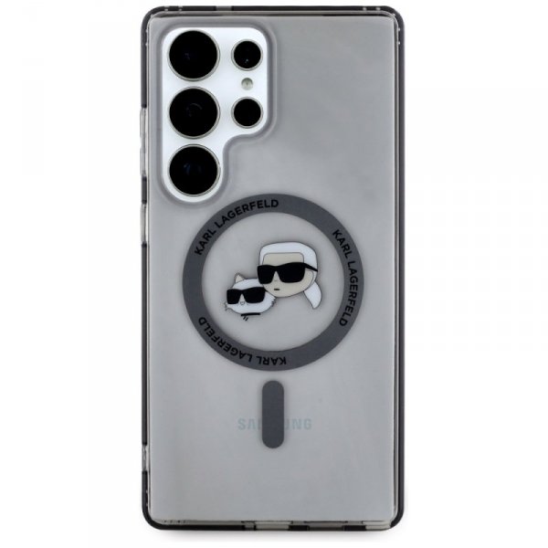 Etui Karl Lagerfeld Button Karl &        Choupette Heads Printed Logo MagSafe do Samsung Galaxy S25 Ultra czarny