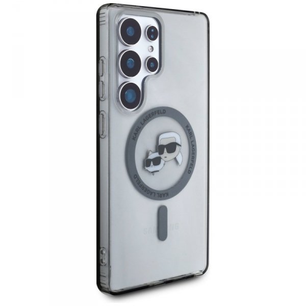 Etui Karl Lagerfeld Button Karl &        Choupette Heads Printed Logo MagSafe do Samsung Galaxy S25 Ultra czarny