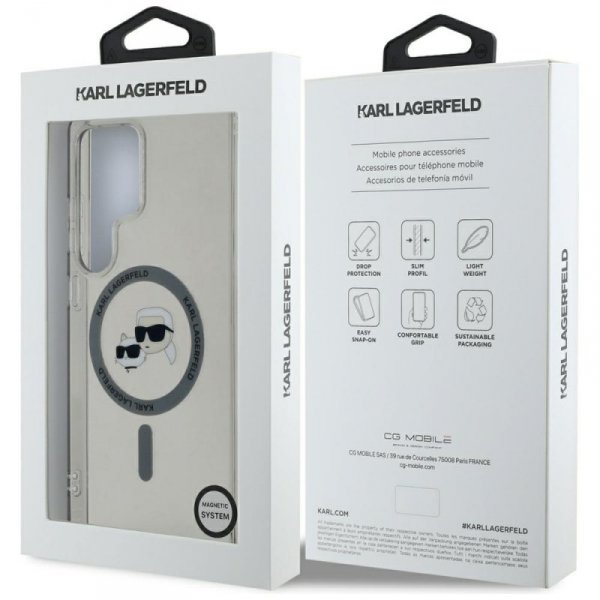 Etui Karl Lagerfeld Button Karl &        Choupette Heads Printed Logo MagSafe do Samsung Galaxy S25 Ultra czarny