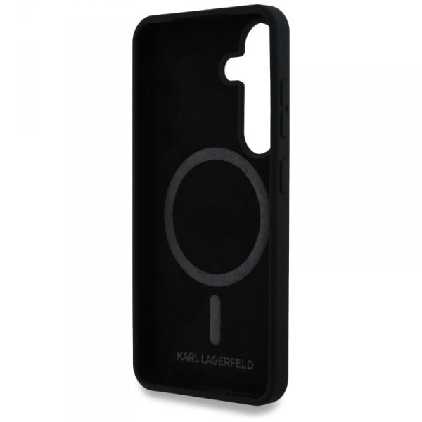 Etui Karl Lagerfeld Silicone Double      Heads And Circle MagSafe do Samsung Galaxy S25 czarny