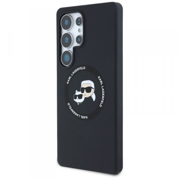 Etui Karl Lagerfeld Silicone Double      Heads And Circle MagSafe do Samsung Galaxy S25 Ultra czarny