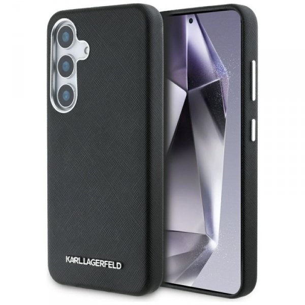 Etui Karl Lagerfeld Saffiano Full        Wrapped Elongated Metal Logo MagSafe do Samsung Galaxy S25 czarny