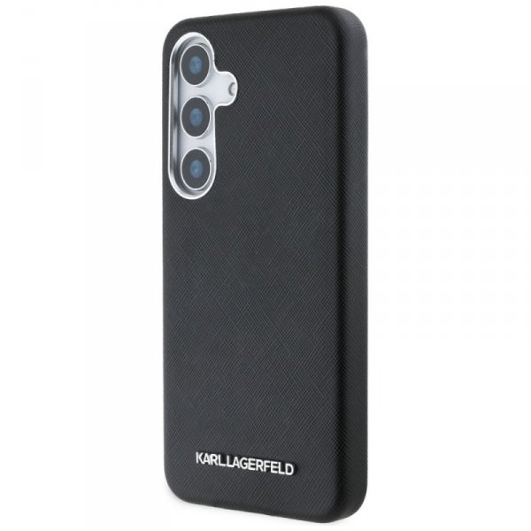 Etui Karl Lagerfeld Saffiano Full        Wrapped Elongated Metal Logo MagSafe do Samsung Galaxy S25 czarny