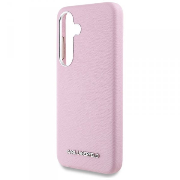Etui Karl Lagerfeld Saffiano Full        Wrapped Elongated Metal Logo MagSafe do Samsung Galaxy S25+ różowy