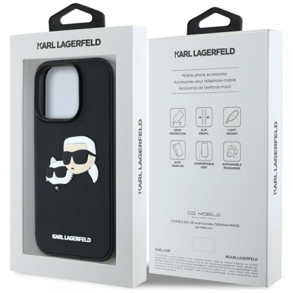 Etui Karl Lagerfeld HC 3D Rubber Double  Heads do iPhone 16 Pro czarny