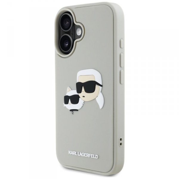 Etui Karl Lagerfeld HC 3D Rubber Double  Heads do iPhone 16 beżowy