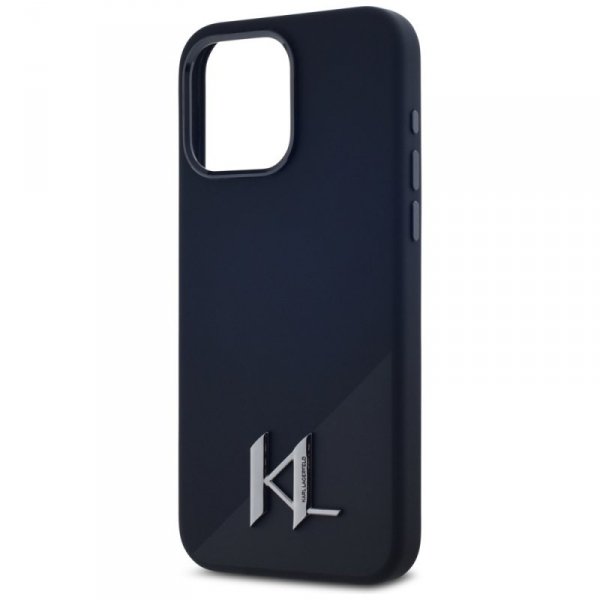 Etui Karl Lagerfeld Silicone Shadow      Metal Initial MagSafe do iPhone 15 Pro Max czarny