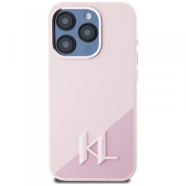 Etui Karl Lagerfeld Silicone Shadow      Metal Initial MagSafe do iPhone 15 Pro różowy