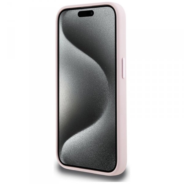 Etui Karl Lagerfeld Silicone Shadow      Metal Initial MagSafe do iPhone 15 Pro Max różowy