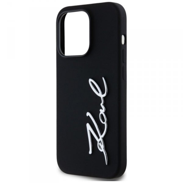 Etui Karl Lagerfeld Silicone Metal       Script Logo do iPhone 14 Pro czarny