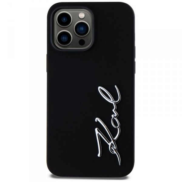 Etui Karl Lagerfeld Silicone Metal       Script Logo do iPhone 14 Pro Max czarny