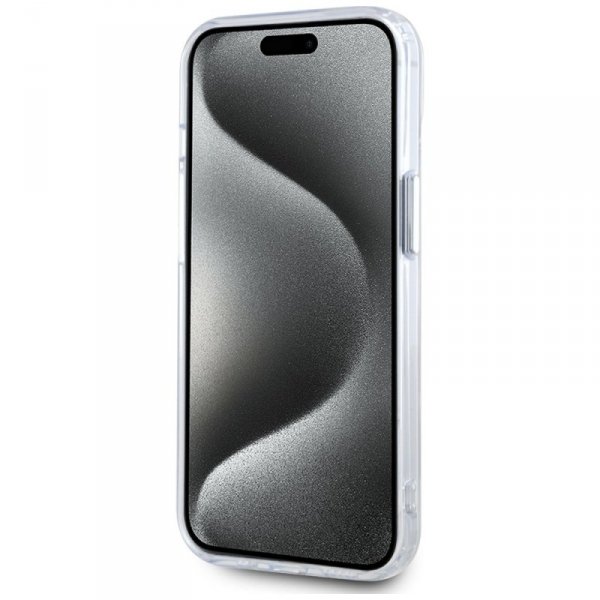 Etui Karl Lagerfeld IML Metal Karl Head  MagSafe do iPhone 15 Plus biały