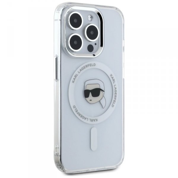 Etui Karl Lagerfeld IML Metal Karl Head  MagSafe do iPhone 15 Pro Max biały