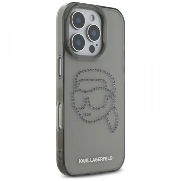 Etui Karl Lagerfeld IML Rhinestones Karl Head do iPhone 16 Pro czarny