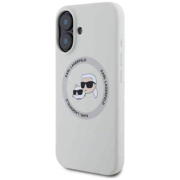 Etui Karl Lagerfeld Silicone Double      Heads And Circle MagSafe do iPhone 16 beżowy
