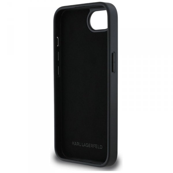 Etui Karl Lagerfeld Fixed Glitter Ikonik Metal Pin do iPhone 16e srebrny