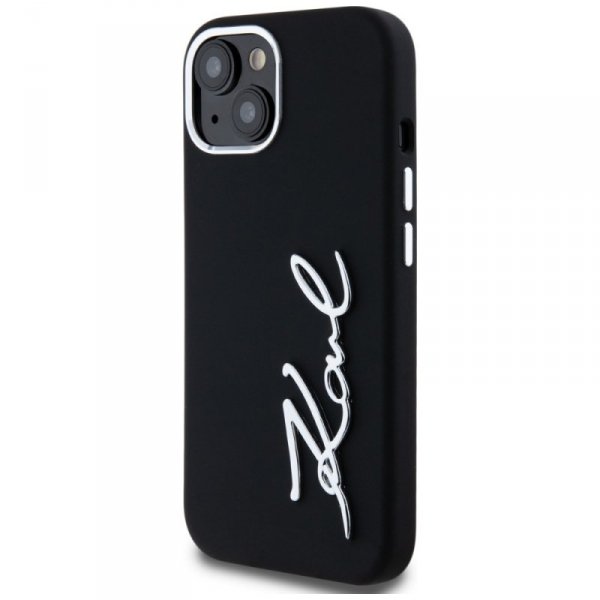 Etui Karl Lagerfeld Silicone Metal       Script Logo do iPhone 15 czarny