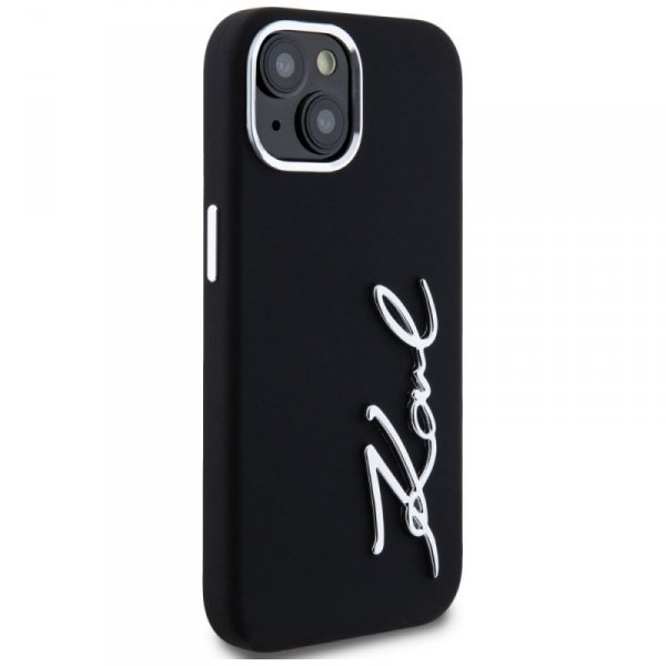 Etui Karl Lagerfeld Silicone Metal       Script Logo do iPhone 15 czarny