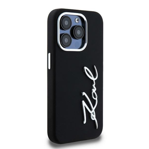 Etui Karl Lagerfeld Silicone Metal       Script Logo do iPhone 15 Pro Max czarny