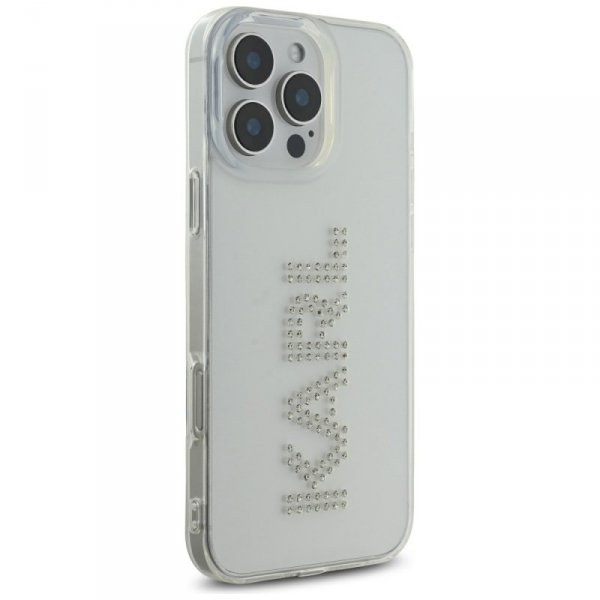 Etui Karl Lagerfeld IML Rhinestones Logo do iPhone 16 Pro przezroczysty