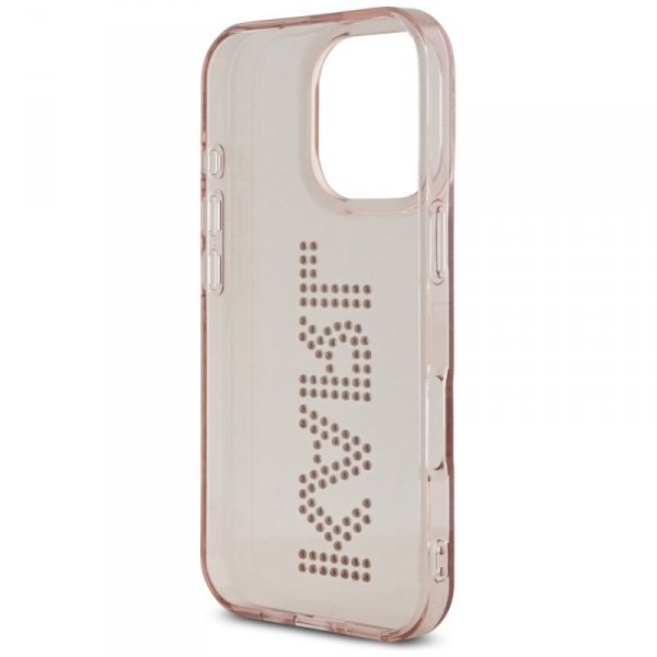 Etui Karl Lagerfeld IML Rhinestones Logo do iPhone 16 Pro różowy