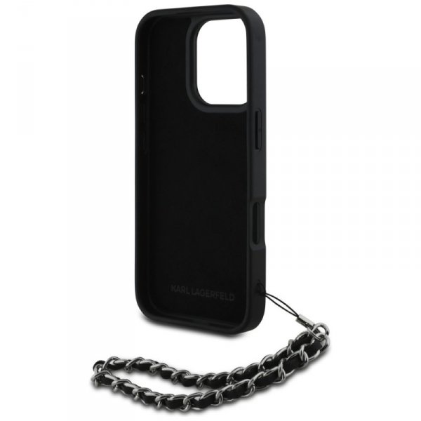 Etui Karl Lagerfeld Saffiano Crystals    w/Chain do iPhone 16 Pro czarny
