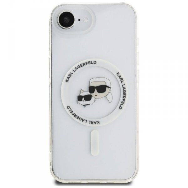 Etui Karl Lagerfeld IML Metal Karl &     Choupette Heads MagSafe do iPhone 16e biały