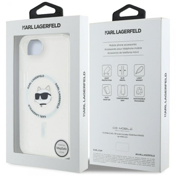 Etui Karl Lagerfeld IML Metal Choupette  Head MagSafe do iPhone 16e biały