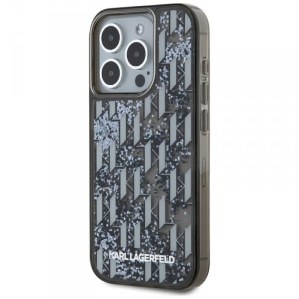 Etui Karl Lagerfeld Liquide Glitter      Monogram Gradient do iPhone 15 Pro czarny