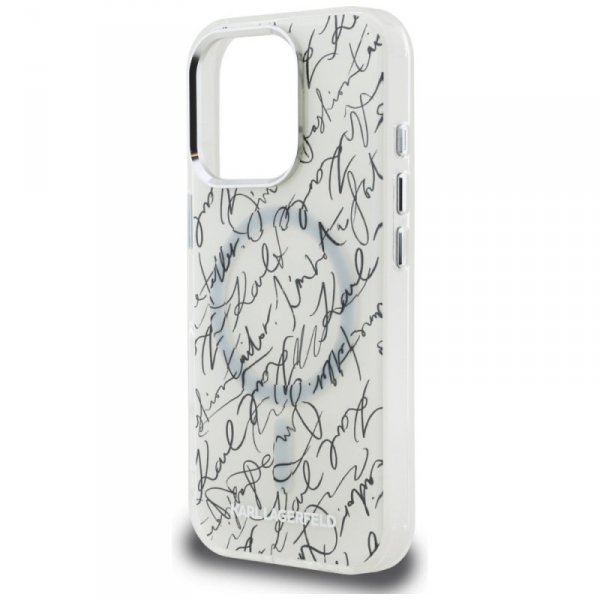 Etui Karl Lagerfeld IML Karl Script      Pattern MagSafe do iPhone 16 Pro biały
