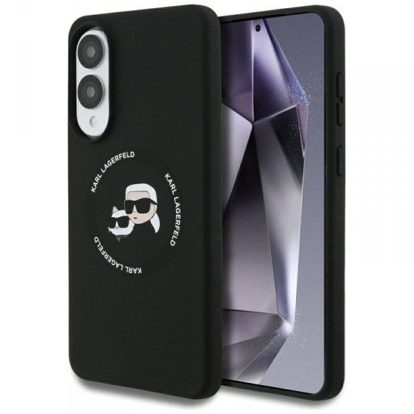 Etui Karl Lagerfeld Silicone Double      Heads And Circle MagSafe do Samsung Galaxy S25 Edge czarny