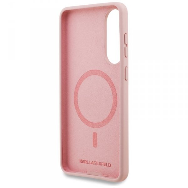 Etui Karl Lagerfeld Silicone Double      Heads And Circle MagSafe do Samsung Galaxy S25 Edge różowy