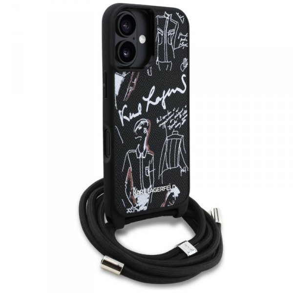 Etui Karl Lagerfeld Crossbody Grained    Pattern & Logo do iPhone 16 czarny