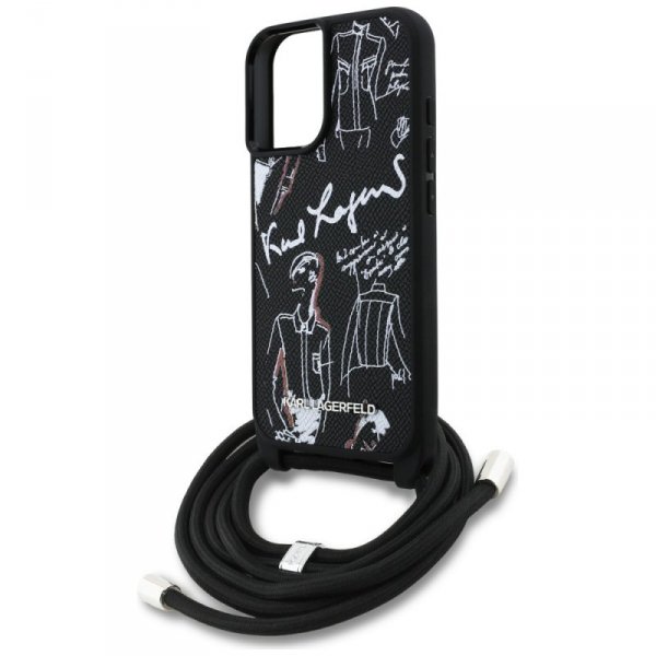 Etui Karl Lagerfeld Crossbody Grained    Pattern & Logo do iPhone 16 czarny