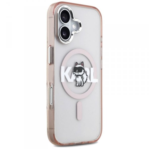 Etui Karl Lagerfeld IML Choupette Sketch Logo MagSafe do iPhone 17 różowy