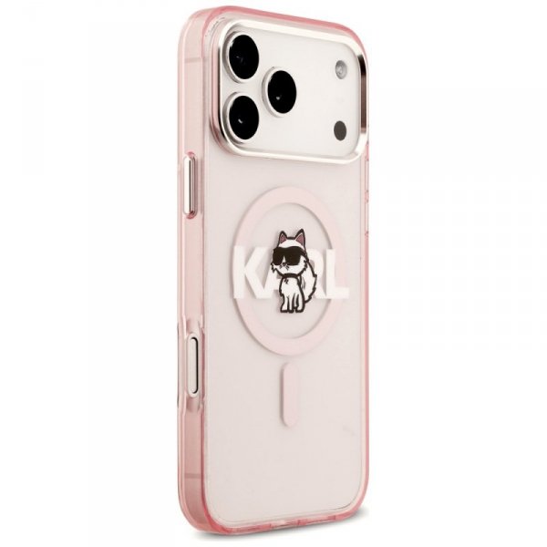 Etui Karl Lagerfeld IML Choupette Sketch Logo MagSafe do iPhone 17 Pro Max różowy