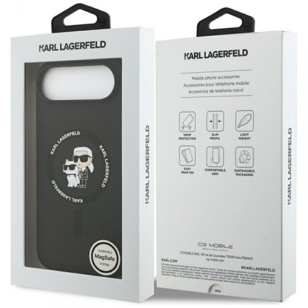 Etui Karl Lagerfeld Silicone             Karl&Choupette Ring MagSafe do iPhone 17 Air czarny