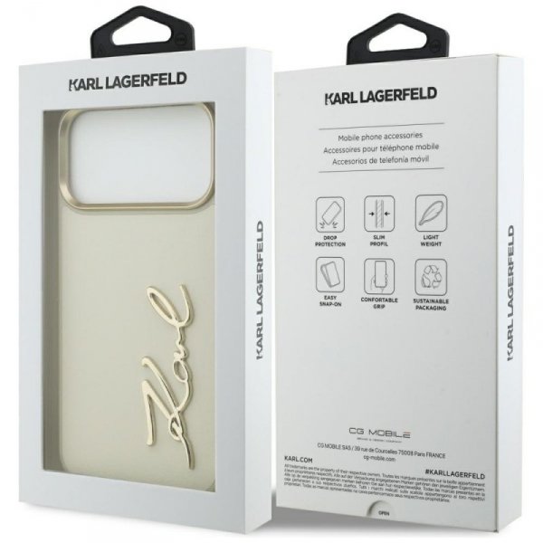 Etui Karl Lagerfeld Karl Script Logo do  iPhone 17 Pro Max beżowy