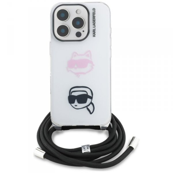 Etui Karl Lagerfeld IML Crossbody        Karl&Choupette Head do iPhone 16 Pro biały
