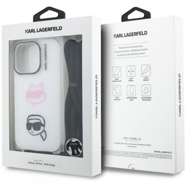 Etui Karl Lagerfeld IML Crossbody        Karl&Choupette Head do iPhone 16 Pro biały
