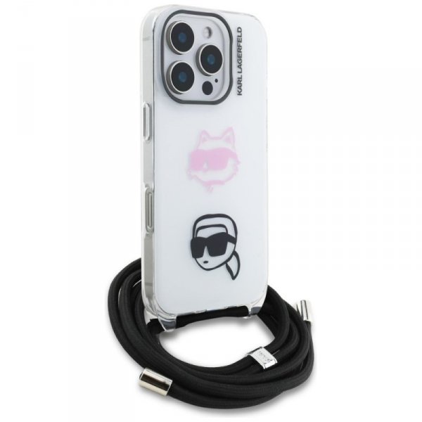 Etui Karl Lagerfeld IML Crossbody        Karl&Choupette Head do iPhone 16 Pro Max biały