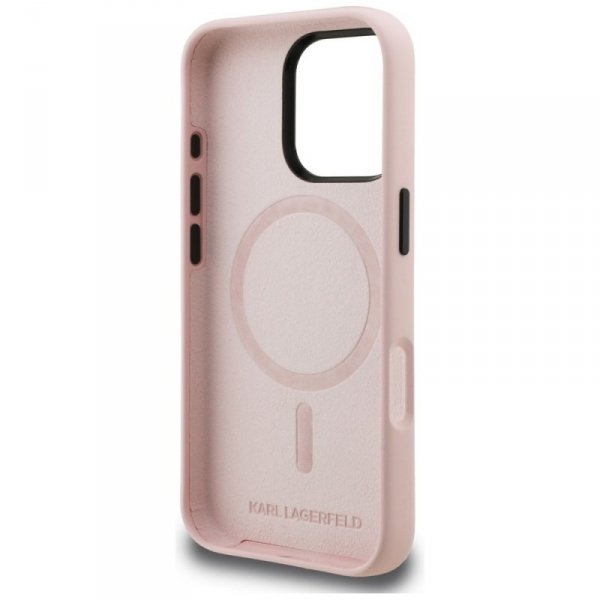 Etui Karl Lagerfeld Silicone Karl Sketch MagSafe do iPhone 16 Pro różowy