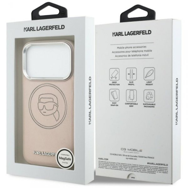 Etui Karl Lagerfeld K Head Point Logo    MagSafe do iPhone 17 Pro Max różowy