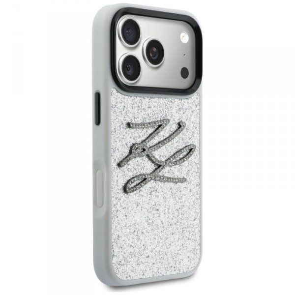 Etui Karl Lagerfeld IML Glitter KL       Diamond Logo do iPhone 17 Pro srebrny