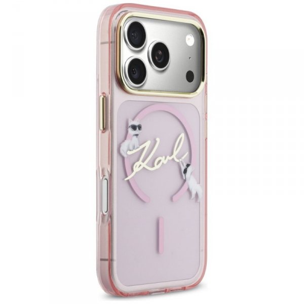 Etui Karl Lagerfeld IML Choupettes Karl  Script Logo MagSafe do iPhone 17 Pro Max różowy